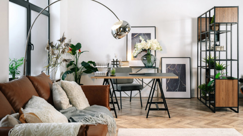 Home comforts living room, sofa and desk