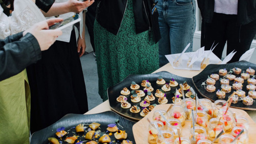 Social gathering with finger food