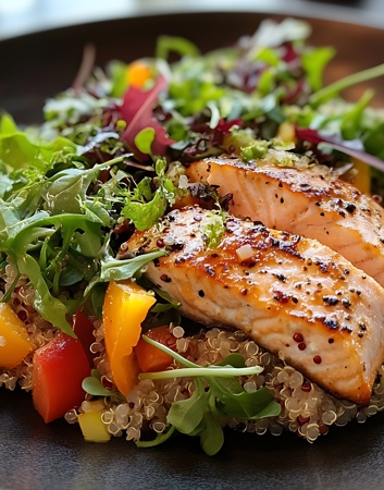 Whole Grain Quinoa And Grilled Salmon