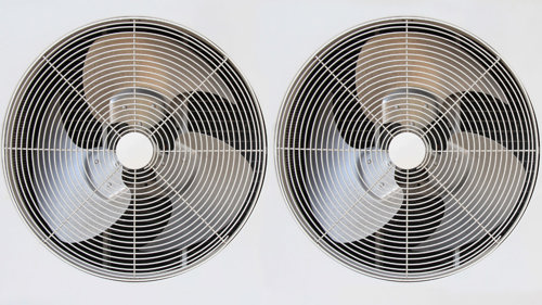 Two metal fans